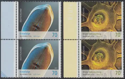 BUND 2015 Michel-Nummer 3192-3193 postfrisch SATZ(2) vert.PAARE RÄNDER links