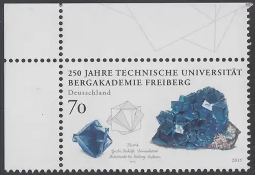 BUND 2015 Michel-Nummer 3194 postfrisch EINZELMARKE ECKRAND oben links