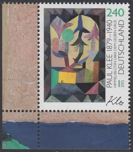 BUND 2015 Michel-Nummer 3195 postfrisch EINZELMARKE ECKRAND unten links