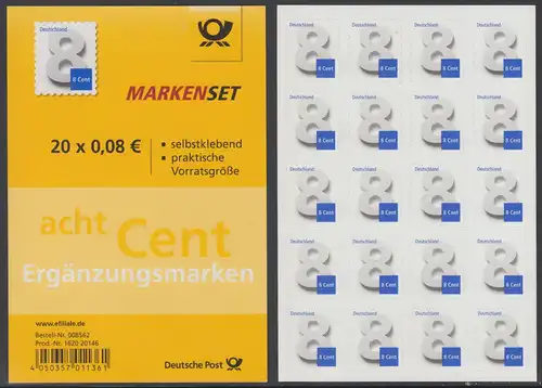 BUND 2015 Michel-Nummer 3196 postfrisch MARKENHEFT(20) -selbstklebend- 