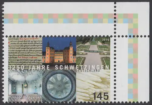 BUND 2016 Michel-Nummer 3204 postfrisch EINZELMARKE ECKRAND oben rechts