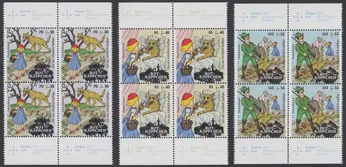 BUND 2016 Michel-Nummer 3208-3210 postfrisch SATZ(3) BLÖCKE RÄNDER oben/unten 