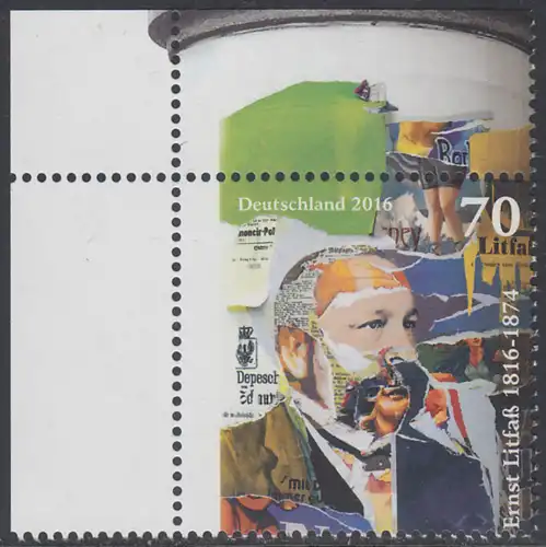 BUND 2016 Michel-Nummer 3211 postfrisch EINZELMARKE ECKRAND oben links