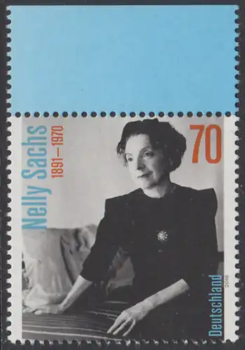 BUND 2016 Michel-Nummer 3230 postfrisch EINZELMARKE RAND oben (c)