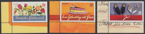 BUND 2016 Michel-Nummer 3232-3234 postfrisch SATZ(3) EINZELMARKEN ECKRÄNDER unten links