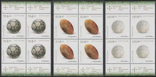 BUND 2016 Michel-Nummer 3235-3237 postfrisch SATZ(3) BLÖCKE RÄNDER oben/unten 