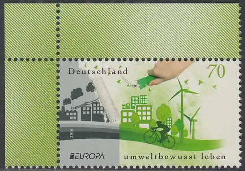 BUND 2016 Michel-Nummer 3238 postfrisch EINZELMARKE ECKRAND oben links