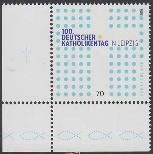 BUND 2016 Michel-Nummer 3239 postfrisch EINZELMARKE ECKRAND unten inks