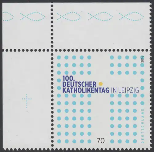 BUND 2016 Michel-Nummer 3239 postfrisch EINZELMARKE ECKRAND oben inks