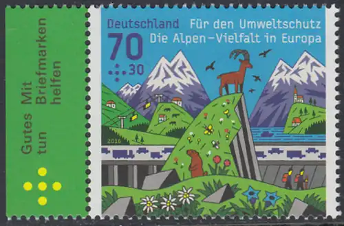 BUND 2016 Michel-Nummer 3245 postfrisch EINZELMARKE RAND links (b)