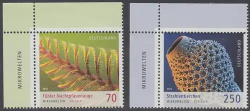 BUND 2016 Michel-Nummer 3246-3247 postfrisch SATZ(2) EINZELMARKEN ECKRÄNDER oben links