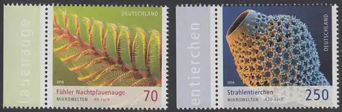 BUND 2016 Michel-Nummer 3246-3247 postfrisch SATZ(2) EINZELMARKEN RÄNDER links (a)