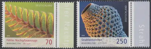 BUND 2016 Michel-Nummer 3246-3247 postfrisch SATZ(2) EINZELMARKEN RÄNDER rechts (b)