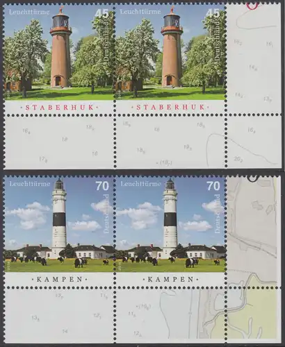 BUND 2016 Michel-Nummer 3252-3253 postfrisch SATZ(2) horiz.PAARE ECKRAND unten rechts