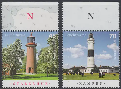 BUND 2016 Michel-Nummer 3252-3253 postfrisch SATZ(2) EINZELMARKEN RÄNDER oben (b)