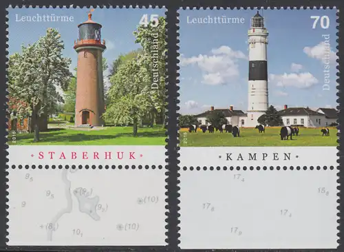 BUND 2016 Michel-Nummer 3252-3253 postfrisch SATZ(2) EINZELMARKEN RÄNDER unten (a)