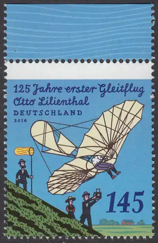 BUND 2016 Michel-Nummer 3254 postfrisch EINZELMARKE RAND oben 