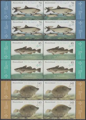 BUND 2016 Michel-Nummer 3255-3257 postfrisch SATZ(3) BLÖCKE RÄNDER rechts/links