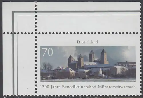 BUND 2016 Michel-Nummer 3258 postfrisch EINZELMARKE ECKRAND oben links