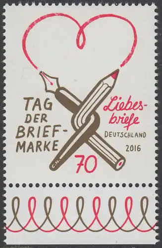 BUND 2016 Michel-Nummer 3259 postfrisch EINZELMARKE RAND unten 