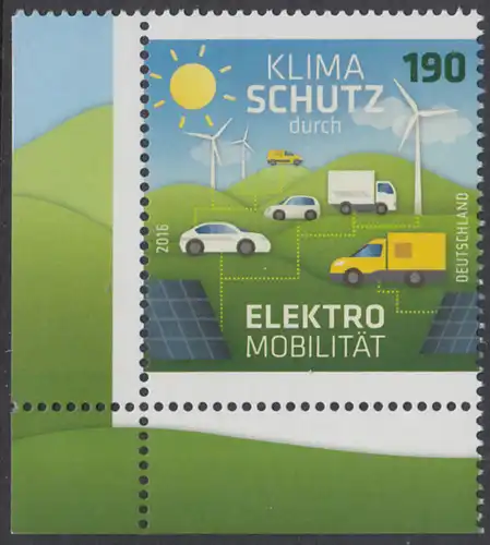 BUND 2016 Michel-Nummer 3265 postfrisch EINZELMARKE ECKRAND unten links