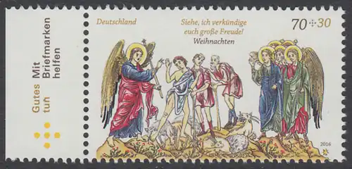BUND 2016 Michel-Nummer 3266 postfrisch EINZELMARKE RAND links