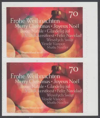 BUND 2016 Michel-Nummer 3270 postfrisch  vert.PAAR (b) -aus MH/selbstklebend- 