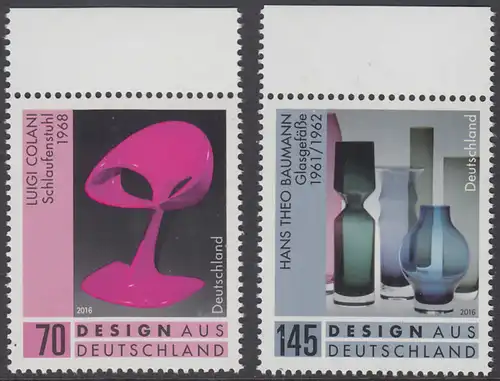 BUND 2016 Michel-Nummer 3271-3272 postfrisch SATZ(2) EINZELMARKEN RÄNDER oben (a)