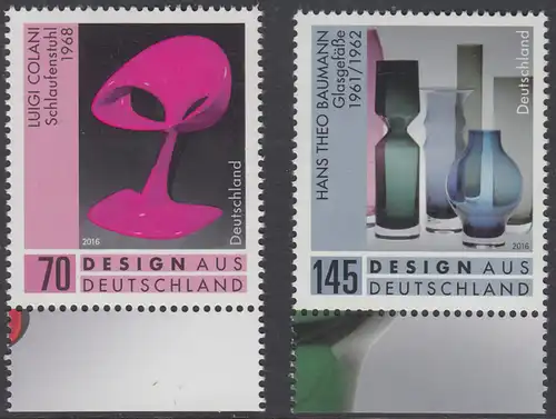 BUND 2016 Michel-Nummer 3271-3272 postfrisch SATZ(2) EINZELMARKEN RÄNDER unten (c)