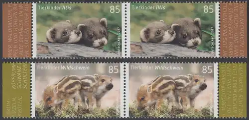 BUND 2017 Michel-Nummer 3288-3289 postfrisch SATZ(2) horiz.PAARE RÄNDER rechts/links (a)