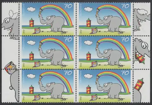 BUND 2017 Michel-Nummer 3292 postfrisch vert.BLOCK(6) RÄNDER rechts/links