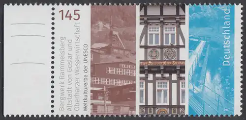 BUND 2017 Michel-Nummer 3299 postfrisch EINZELMARKE RAND links (c)