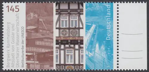 BUND 2017 Michel-Nummer 3299 postfrisch EINZELMARKE RAND rechts (a)