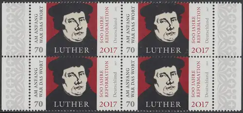 BUND 2017 Michel-Nummer 3300 postfrisch BLOCK RÄNDER rechts/links 