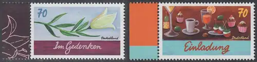 BUND 2017 Michel-Nummer 3305-3306 postfrisch SATZ(2) EINZELMARKEN RÄNDER links (b)