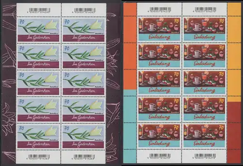 BUND 2017 Michel-Nummer 3305-3306 postfrisch SATZ(2) BÖGEN(10)