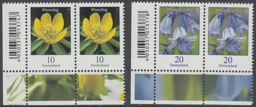 BUND 2017 Michel-Nummer 3314-3315 postfrisch SATZ(2) horiz.PAARE ECKRÄNDER unten links