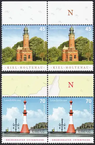 BUND 2017 Michel-Nummer 3316-3317 postfrisch SATZ(2) horiz.PAARE RÄNDER oben (a)