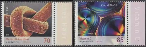 BUND 2017 Michel-Nummer 3322-3323 postfrisch SATZ(2) EINZELMARKEN RÄNDER rechts (c)