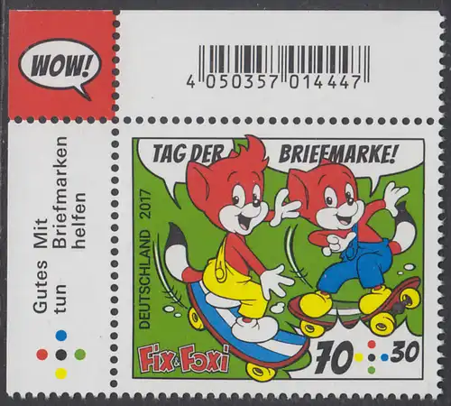 BUND 2017 Michel-Nummer 3331 postfrisch EINZELMARKE ECKRAND oben links