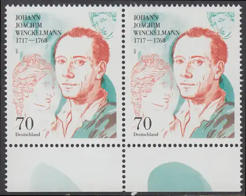 BUND 2017 Michel-Nummer 3338 postfrisch horiz.PAAR RÄNDER unten 