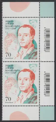 BUND 2017 Michel-Nummer 3338 postfrisch vert.PAAR ECKRÄNDER oben/unten rechts