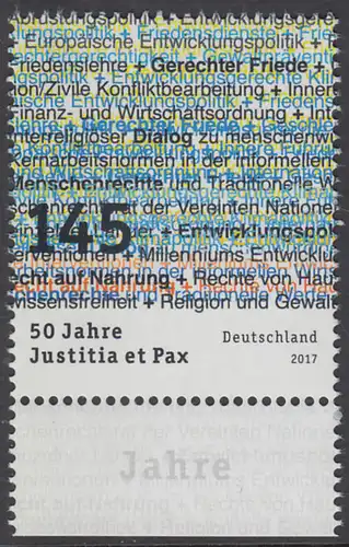 BUND 2017 Michel-Nummer 3339 postfrisch EINZELMARKE RAND unten (a)