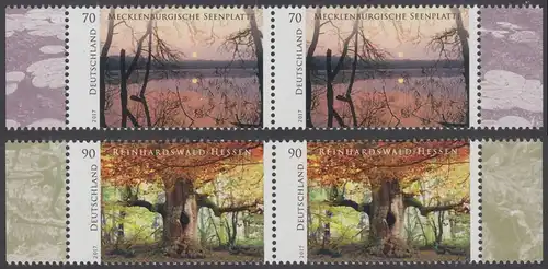 BUND 2017 Michel-Nummer 3341-3342 postfrisch SATZ(2) horiz.PAARE RÄNDER rechts/links (b)