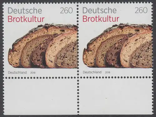 BUND 2018 Michel-Nummer 3355 postfrisch horiz.PAAR RÄNDER unten 