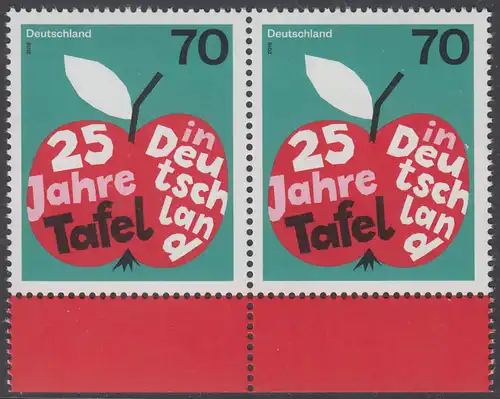 BUND 2018 Michel-Nummer 3361 postfrisch horiz.PAAR RÄNDER unten
