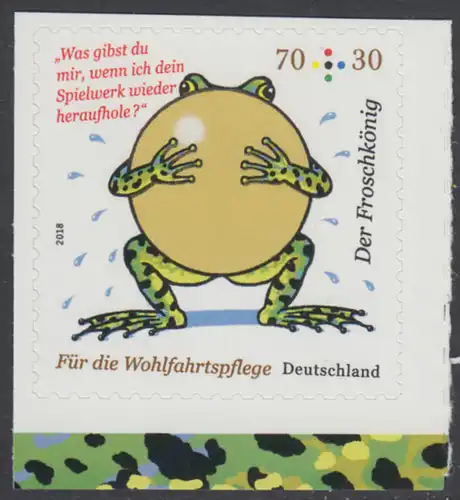 BUND 2018 Michel-Nummer 3364 postfrisch EINZELMARKE (aus MH/selbstklebend) Rand unten (b)