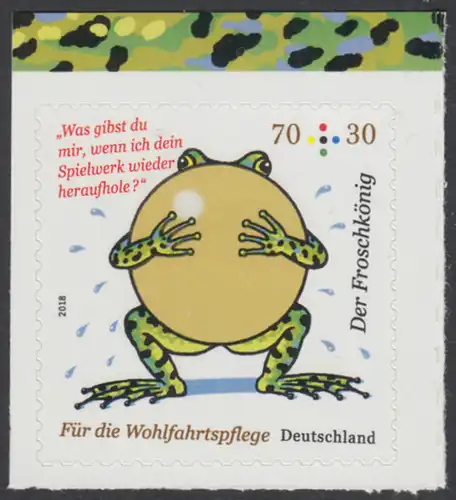 BUND 2018 Michel-Nummer 3364 postfrisch EINZELMARKE (aus MH/selbstklebend) Rand oben (b)