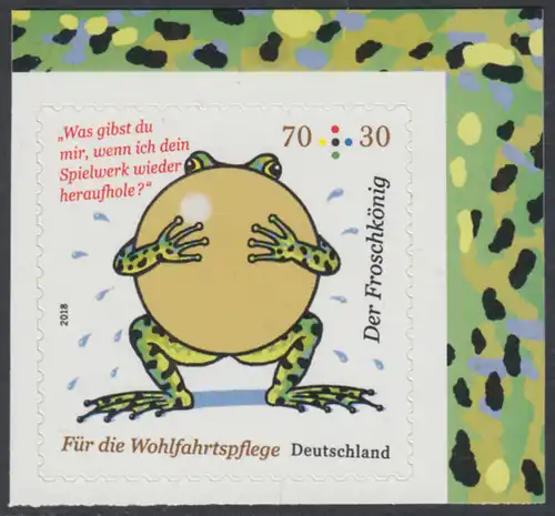 BUND 2018 Michel-Nummer 3364 postfrisch EINZELMARKE (aus MH/selbstklebend) Rand oben rechts