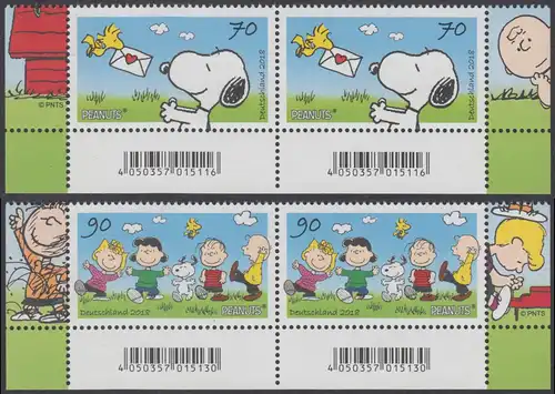 BUND 2018 Michel-Nummer 3369-3370 postfrisch SATZ(2) horiz.PAARE ECKRÄNDER unten rechts/links